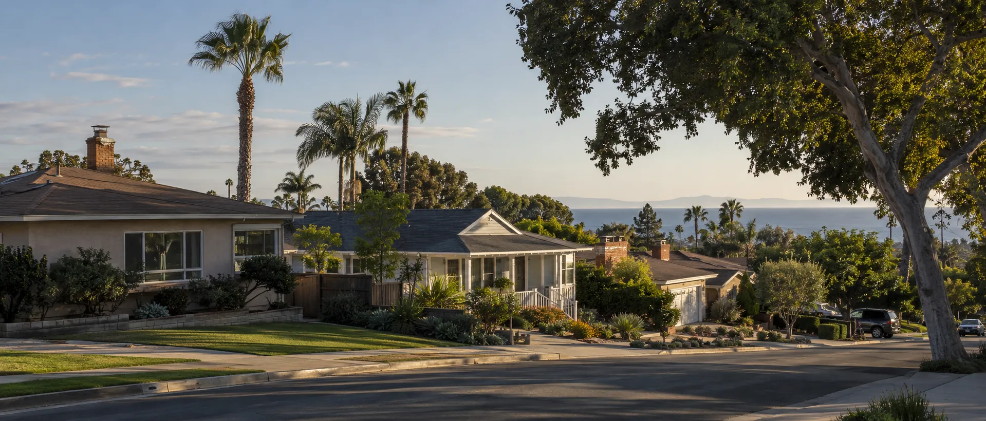 Typical neighborhood of tract homes and bungalows in Sacramento